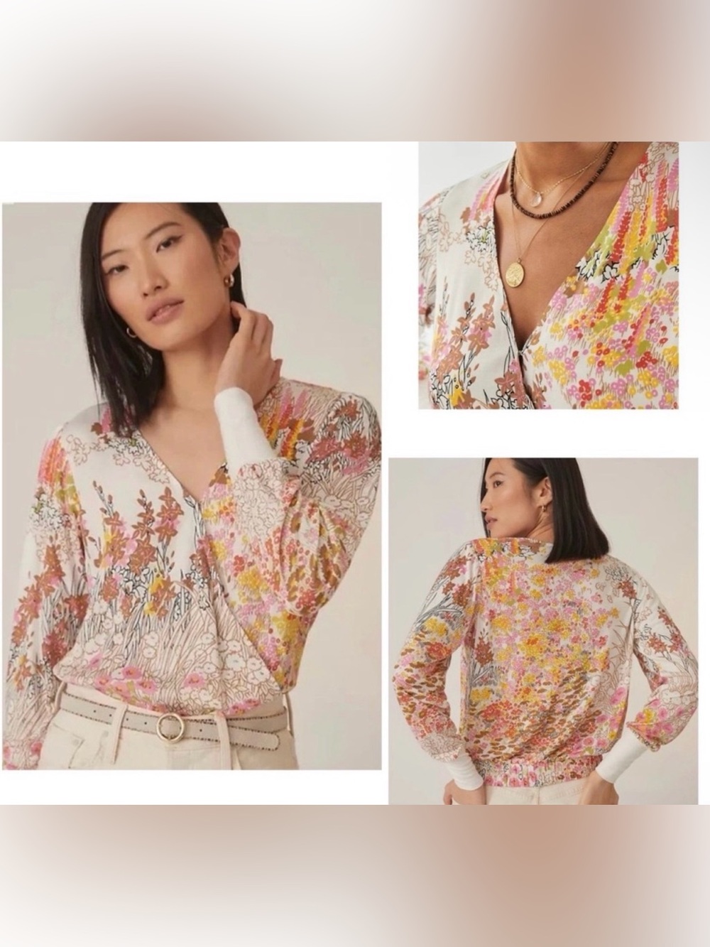 NWT- Anthropologie Tiny Callie‎ Floral Top Long Sleeve Lightweight